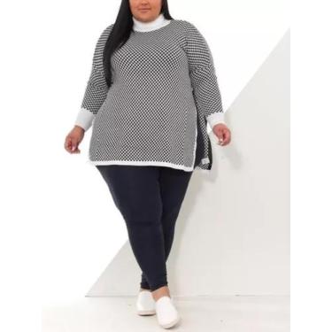 Imagem de Poncho Plus Size Feminino Tricot Manga Longa - JOSY MODAS, Bege, 46