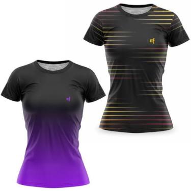 Imagem de Kit 2 Blusa Fitness Roupa Academia feminina Caminhada Treino Ciclismo 