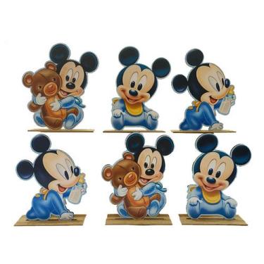 Imagem de Kit Display de Mesa 6 Peças Para Festa Mickey Baby MDF - Juju Brasil