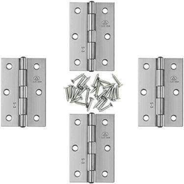 Imagem de Adiyer 4 peças 304 aço inoxidável 304 dobradiças de extremidade dobráveis 3 polegadas dobradiças de porta de móveis para casa caixa de porta tampa caixa de madeira baú (75 mm x 50 mm x 1,5 mm)
