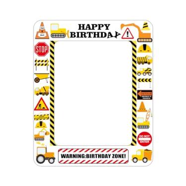 Imagem de 1pc Construction Theme Inflatable Photo Booth Selfie Frame Giant Dump Truck Excavator Crane Digger Zone Party Blow Up Picture Frame Party Decor for Boys Teens Adults Birthdays Party Supplies