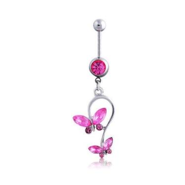 Imagem de Piercing Umbigo Borboleta Com Haste Em Aço Cirúrgico - 3Istore, Rosa m