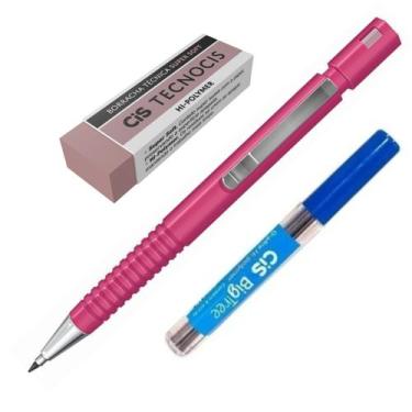 Imagem de Kit Lapiseira TecnoCis 2.0 Rosa+Grafite+Borracha Tecno Rosa