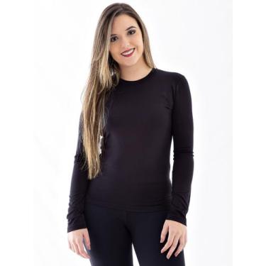 Imagem de Blusa Feminina Gola Careca Básica Manga Longa Preta - ANISTIA, M