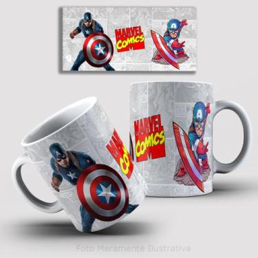Imagem de Caneca do Capitão America Porcelana de 325ml - Barbarella Arts.