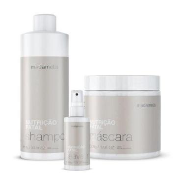Imagem de Kit nutrição fatal shampoo 1l, máscara 500g e leave-in 200g - MADAMELI