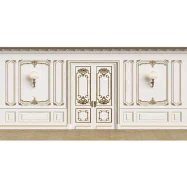 Imagem de Leyiyi 6 x 3 metros Vintage Quarto Interior Moldura Europeia Porta Francesa Castelo Moderno Cemitério Parede Edifício Vazio Fundo Foto Cowboy Crianças Aniversário Retrato Estúdio Adereço Vinil Papel de Parede