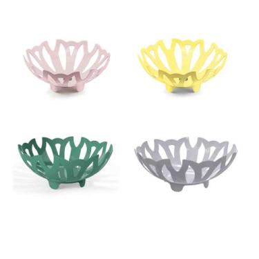 Imagem de Fruteira de Mesa Redonda Vazada Cores Sortidas Plástico - Qualiplas