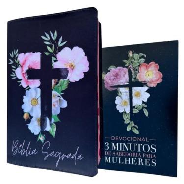 Imagem de KIT Biblia cruz preta flores + Devocional 3 minutos de sabedoria para 