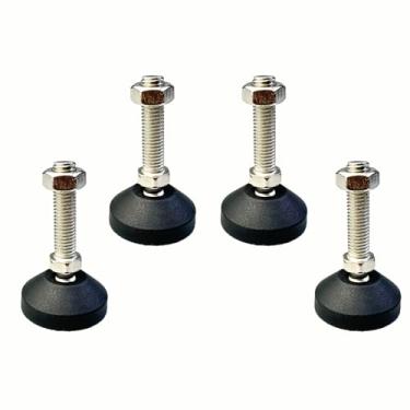 Imagem de M MIMHOOY 4 peças de pés niveladores base de borracha antiderrapante pés de móveis ajustáveis para mesa cadeira de trabalho prateleira prateleira (rosca M12, comprimento da rosca 50 mm)