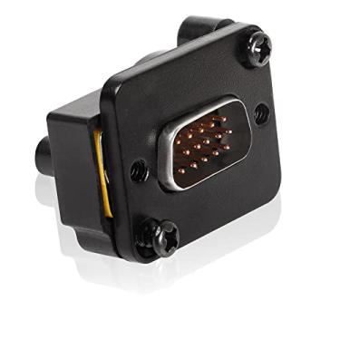 Imagem de QIANRENON DB15 Conector de montagem em painel reto VGA macho para macho conversor de soquete de painel 3 fileiras 15 furos VGA acoplador de painel, transmite sinal de vídeo analógico 1080P