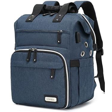 Imagem de Mochila de crochê, bolsa de tricô, organizador de fios, bolsa de crochê de viagem com porta de carregamento USB, bolsa grande de fio com suporte para agulhas de tricô, ganchos de crochê, acessórios de