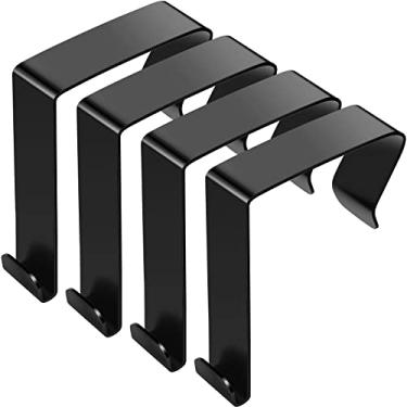 Imagem de Gancho sobre a porta de cubículo cabides de divisão ganchos de porta de aço para pendurar cabide de porta gancho de cubículo ganchos de cubículo para porta painel de espelho casacos de armário de parede quadro branco escritório casa (preto, 4 peças)