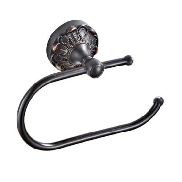 Imagem de Celbon Suporte de papel higiênico preto fosco a óleo montado na parede 18,5 cm/7,28 polegadas de latão antigo e suporte de toalha para banheiro ou sala de cozinha, design vintage