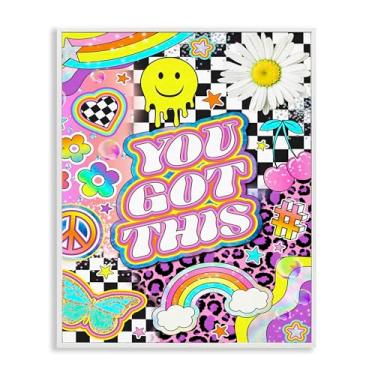 Imagem de Stupell Industries Arte de parede giclée emoldurada Groovy You Got This Collage por Jess Stempel, moldura branca, 61 x 76 cm