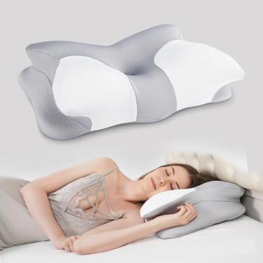 Imagem de Travesseiro, travesseiro de pescoço, travesseiros de espuma de memória, travesseiro lateral, travesseiro para alívio da dor no pescoço, travesseiro de pescoço cervical, travesseiro ergonômico,