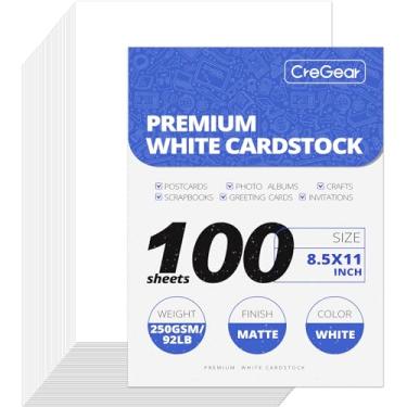 Imagem de CREGEAR 100 folhas de cartolina branca de 21 x 28 cm de espessura, papel para impressora de cartão de 41,7 kg/250 g/m², capa grossa para convites, impressão, convites, cartões