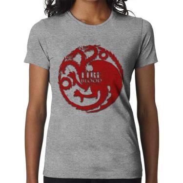Imagem de Baby Look Fire and Blood Targaryen - Foca na Moda, Cinza, G