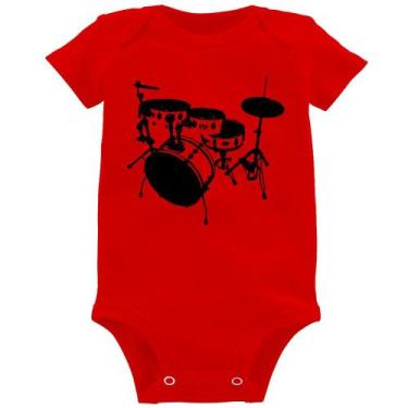 Imagem de Body Bebê Bateria Música Baterista - Foca na Moda, Vermelho, M