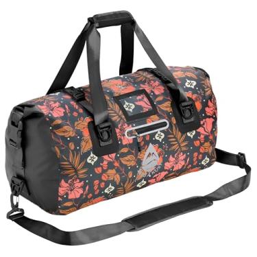 Imagem de Skog Å Kust Duffelsak Bolsa esportiva resistente à prova d'água – Bolsa de equipamentos para esportes, viagens e mais – tamanhos de 40, 60 e 90 litros, Hibisco, 40L