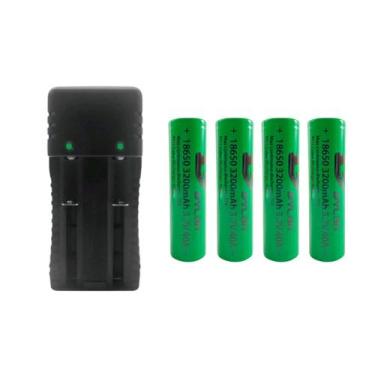 Imagem de Kit 1 Carregador De Bateria Duplo 2 Slot 14500 Mais 4 Baterias De Gran