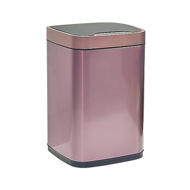 Imagem de Lixeira de cozinha com sensor de 9l/12l cesto de lixo doméstico grande cesto de lixo sala de estar cozinha quarto caixote do lixo de aço inoxidável inteligente com tampa Cesto de lixo (rosa, 12l)