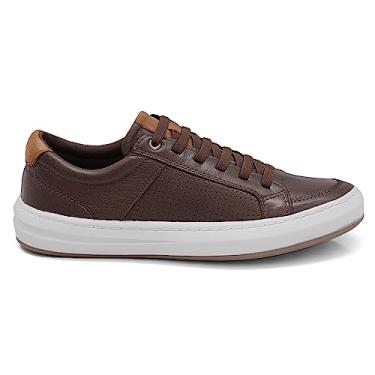Imagem de Sapatenis Masculino de Couro Legitimo com Elastico Facil Calce Slip On Original Tenis Casual Marrom Exclusivo (44)
