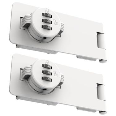 Imagem de Fechaduras de armário, trava de ferrolho com senha, fechaduras de armário com combinação, fechaduras de porta de segurança para portas pequenas, armários, porta de celeiro, cerca, banheiro (2 pacotes