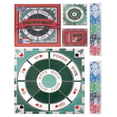 Imagem de Jogo de tabuleiro Michigan Rummy Deluxe com tapete de feltro, fichas e