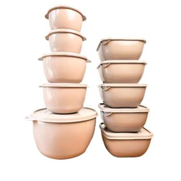 Imagem de Kit Potes Hermeticos De Plastico Quadrado redondo 10 Peças (areia)