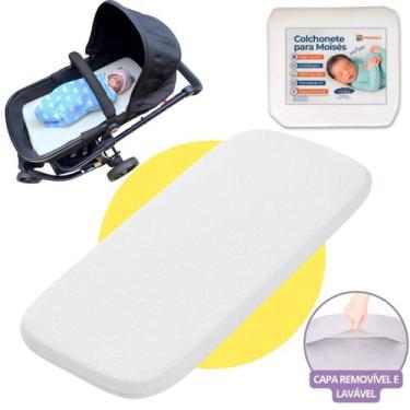 Imagem de Colchonete p/ Carrinho Bebê Moisés Capa Removível Universal ninho mini
