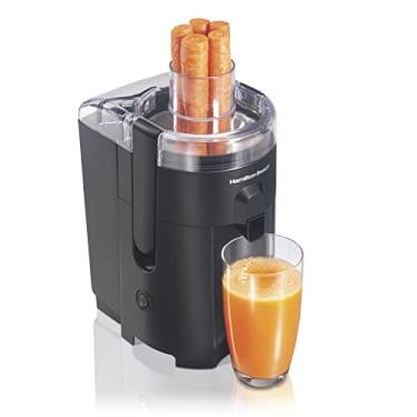 Imagem de Hamilton Beach Máquina de suco HealthSmart, extrator centrífugo compacto, calha de alimentação de 6 cm para frutas e legumes, fácil de limpar, livre de BPA, 400W, preto (R67500)