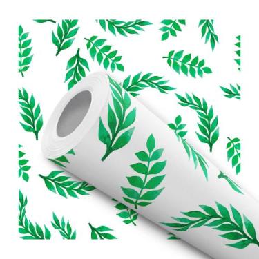 Imagem de Papel de Parede Vinílico Folhas Ramos Verde Sala Quarto             - 