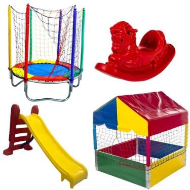Imagem de Pula Pula Trampolim 1,40m Piscina de Bolinhas Quadrada 1,00m Escorrega
