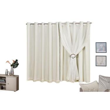 Imagem de Cortina  com Voil Corta Luz Ilhós cromado 4,00x1,60 - Empório Luz, Pal