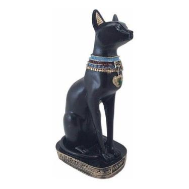 Imagem de Gato Egípcio Bastet Deusa Da Fertilidade Preto Resina 19 Cm - NoBrand