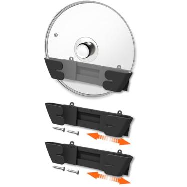 Imagem de Gosuny Organizador universal ajustável de tampa de panela para armário – Conjunto de 3 organizadores de tampas de panela, suporte de parede para porta interna, rack superior para armário de cozinha