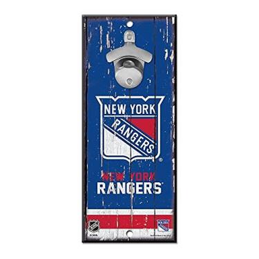 Imagem de Abridor de garrafas NHL New York Rangers 12,7 x 27,9 cm de madeira, cores do time, 12,7 x 28 cm