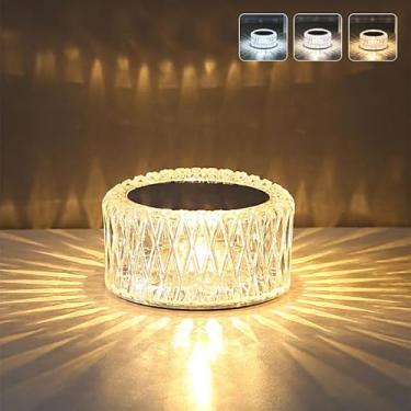 Imagem de EJFOIEJ Luminária De Mesa Portátil De Cristal Led, Luminária De Mesa Com 3 Níveis De Brilho, Luz Noturna Recarregável Com Controle De Toque De 3 Cores