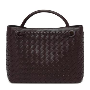 Imagem de Faibiules Bolsa tiracolo de luxo tecida à mão para mulheres, bolsa de ombro moderna, acessório de moda versátil, Roxo, uva