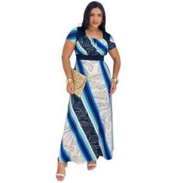 Imagem de Vestido Longo Jéssica Moda Evangélica Feminina - MISS FLOWER, Azul, P