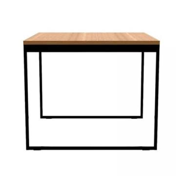 Imagem de Mesa Industrial Amadeirada MDF 80x80cm  Moderna, Compacta e Perfeita p