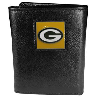 Imagem de Carteira masculina NFL Siskiyou Sports Green Bay Packers de couro de luxo com três dobras tamanho único preto