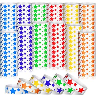 Imagem de Pulseiras de papel Star Tyvek, pulseiras coloridas para eventos, pulseiras à prova d'água, pulseiras de neon, cores para eventos, pulseiras de mão, pulseiras coloridas para festas, casamentos, festivais (1200)