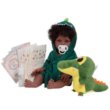 Imagem de Bebê Reborn Menino Negro Corpo de Silicone Saída de Banho - Cegonha Re