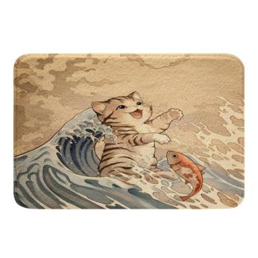 Imagem de jejeloiu Kawaii Tapetes de banho para banheiro, tapetes de banheiro para crianças, meninos, meninas, peixes, koi, tapetes de banheiro ultra macios para banheira, acessórios exóticos de banheiro,