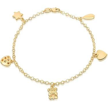 Imagem de Savlano Tornozeleira feminina banhada a ouro 14K com pingente de 25,4 cm, vem com uma caixa de presente, 10 inches, n/a