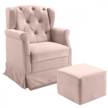 Imagem de Poltrona Balanço Ternura + Puff Em Veludo - Star Confort, Rose