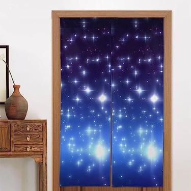 Imagem de Cortina de porta estampada com estrelas brilhantes Noren, divisória de porta, janela, pátio, porta, painel, cortina japonesa - 86 x 142 cm