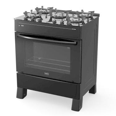 Imagem de Fogão 5 Bocas Preto Smart Glass com Forno 94 L em Vidro Temperado Realce